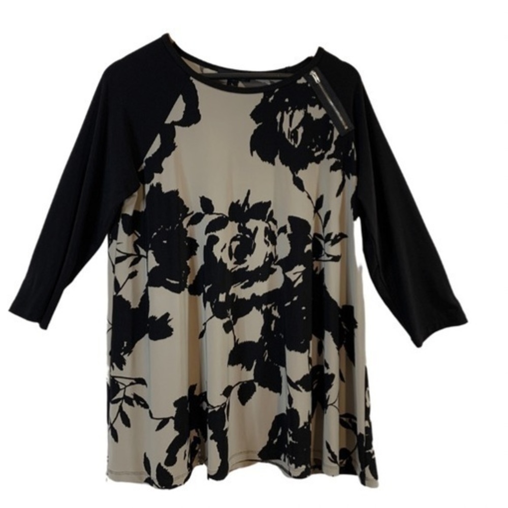 Floral Black and Light Grey Women's Tunic